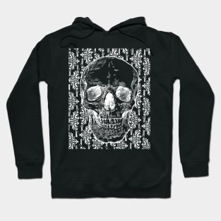 goth skull with weird flower wallpaper background Hoodie